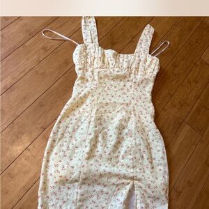 Princess Polly Cream and Pink Floral Midi Dress